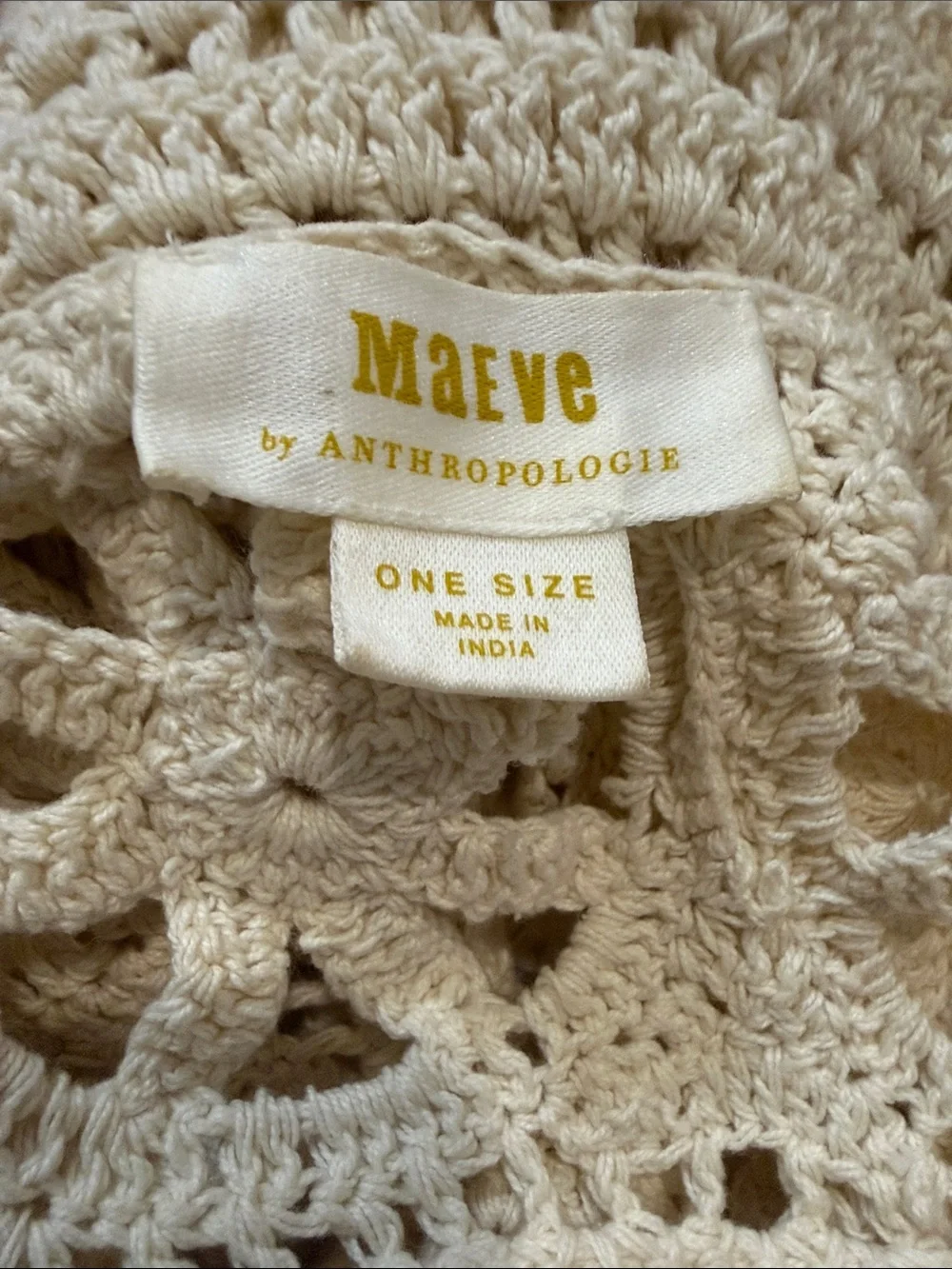 Anthropologie Maeve Crochet Openwork Crop Cardigan shrug sweater Cream one size